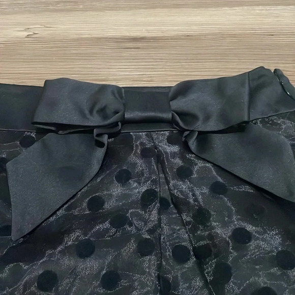 Elle A-line layered polka dot skirt Black Sheer overlay Bow Size 14 Flirty - Picture 3 of 12